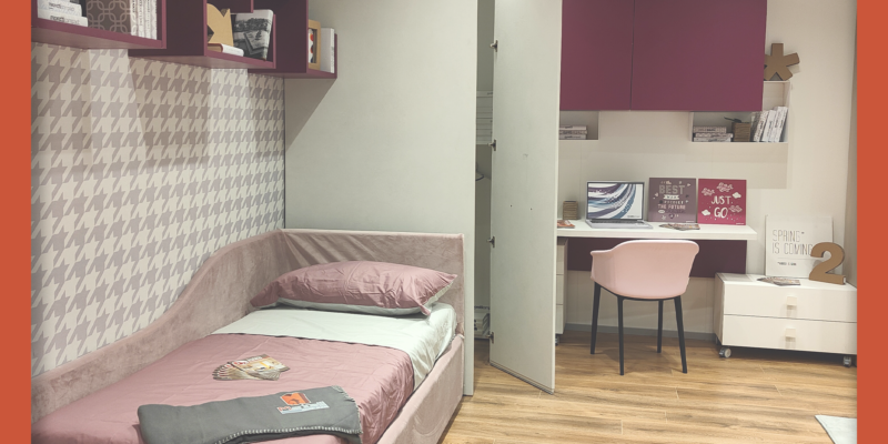 Cameretta rosa Moretti Compact cabina armadio sconto promo arredamento Roma mobili outlet Roma