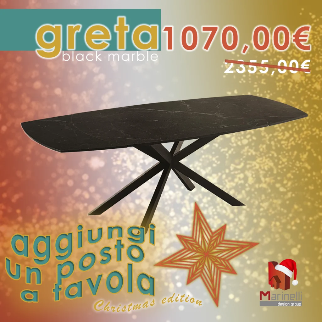 tavolo 50% Marinelli Design Group promo aggiungi un posto a tavola sedie Natale 2024