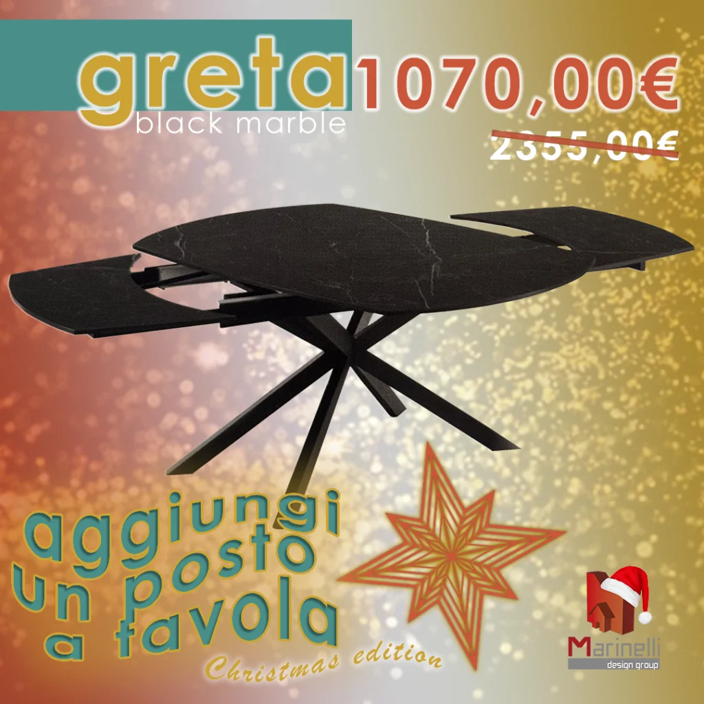 tavolo 50% Marinelli Design Group promo aggiungi un posto a tavola sedie Natale 2024