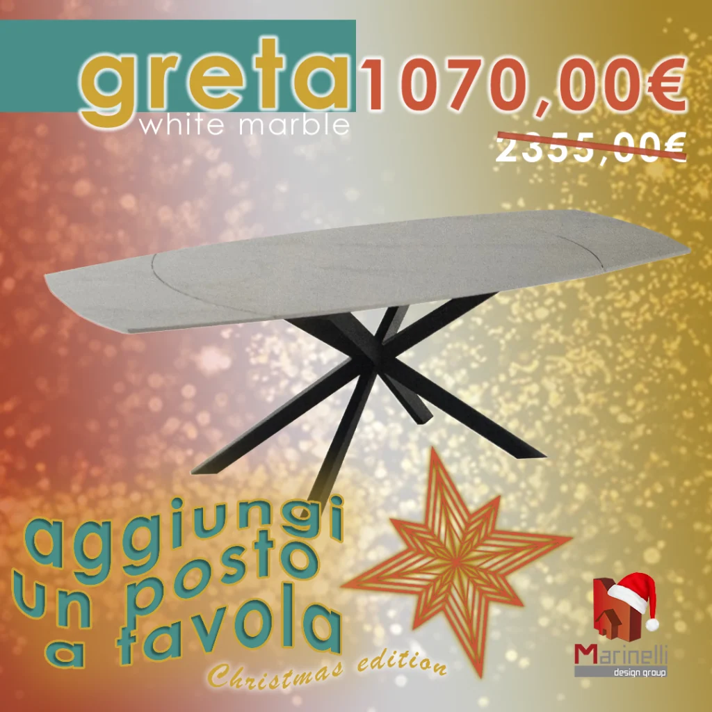 tavolo 50% Marinelli Design Group promo aggiungi un posto a tavola sedie Natale 2024