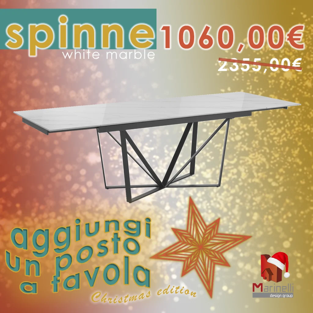 tavolo 50% Marinelli Design Group promo aggiungi un posto a tavola sedie Natale 2024