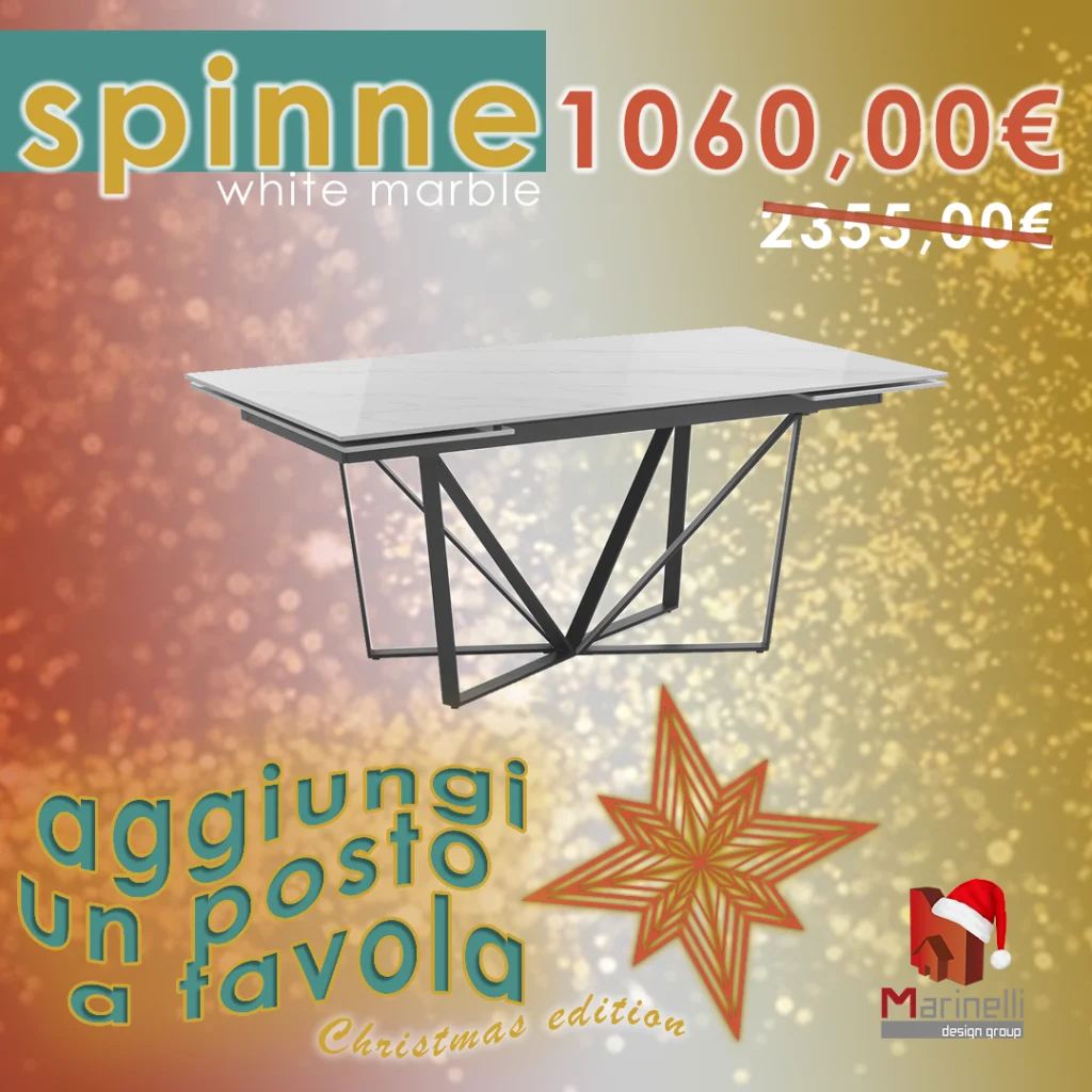 tavolo 50% Marinelli Design Group promo aggiungi un posto a tavola sedie Natale 2024