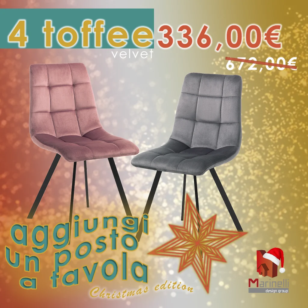 sedie 50% Marinelli Design Group promo aggiungi un posto a tavola sedie Natale 2024