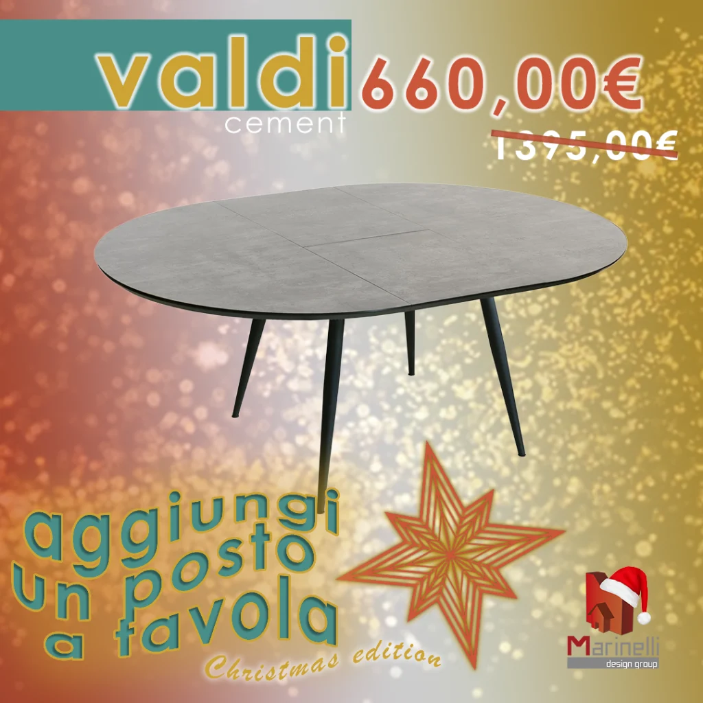 tavolo 50% Marinelli Design Group promo aggiungi un posto a tavola sedie Natale 2024