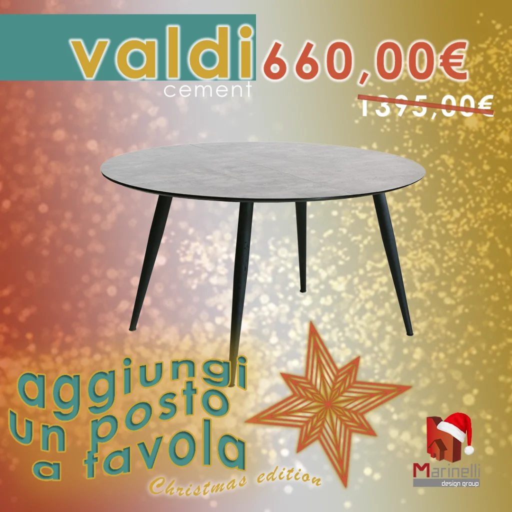 tavolo 50% Marinelli Design Group promo aggiungi un posto a tavola sedie Natale 2024