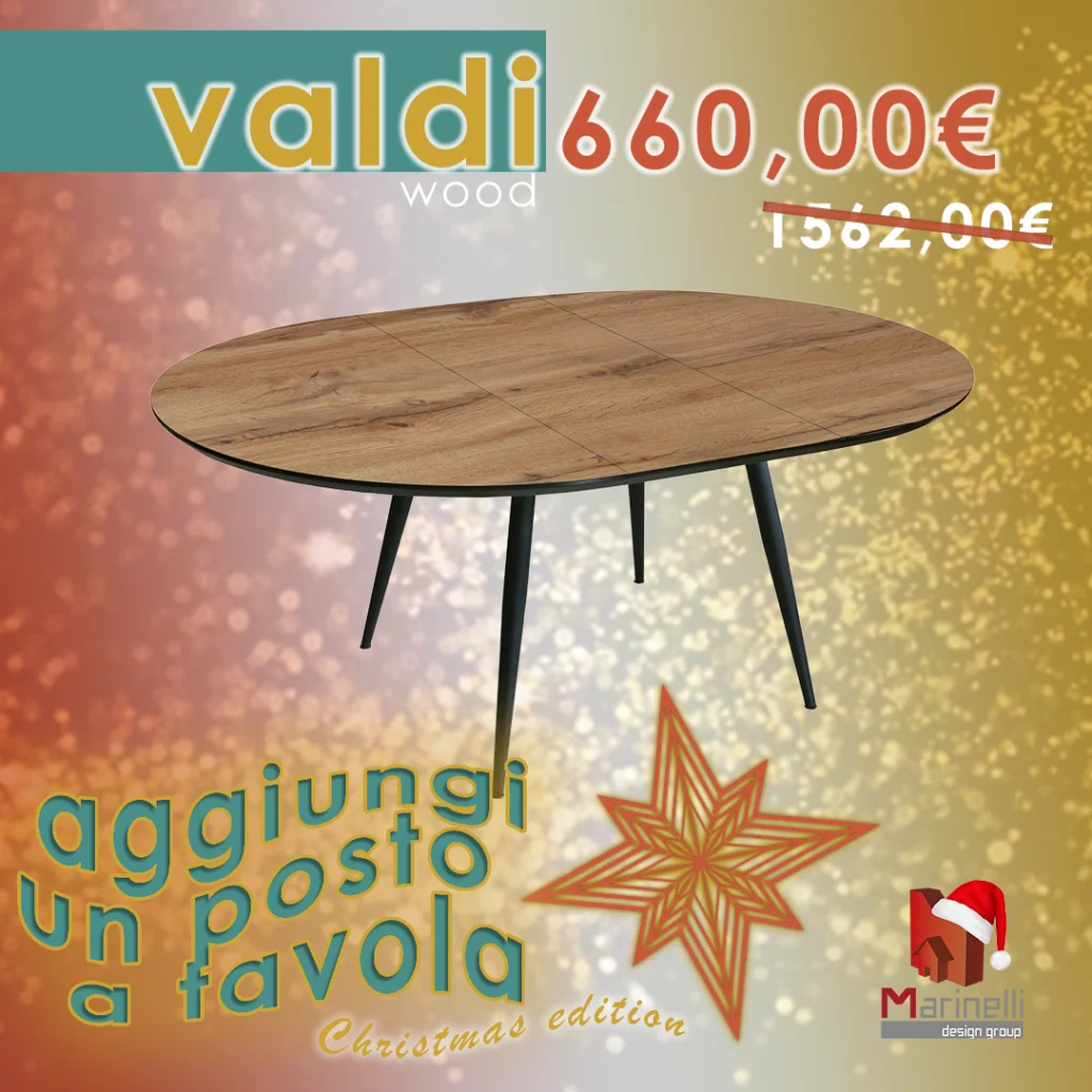 tavolo 50% Marinelli Design Group promo aggiungi un posto a tavola sedie Natale 2024