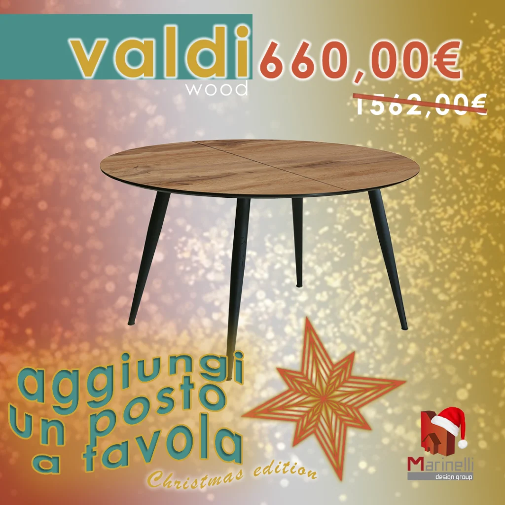 tavolo 50% Marinelli Design Group promo aggiungi un posto a tavola sedie Natale 2024